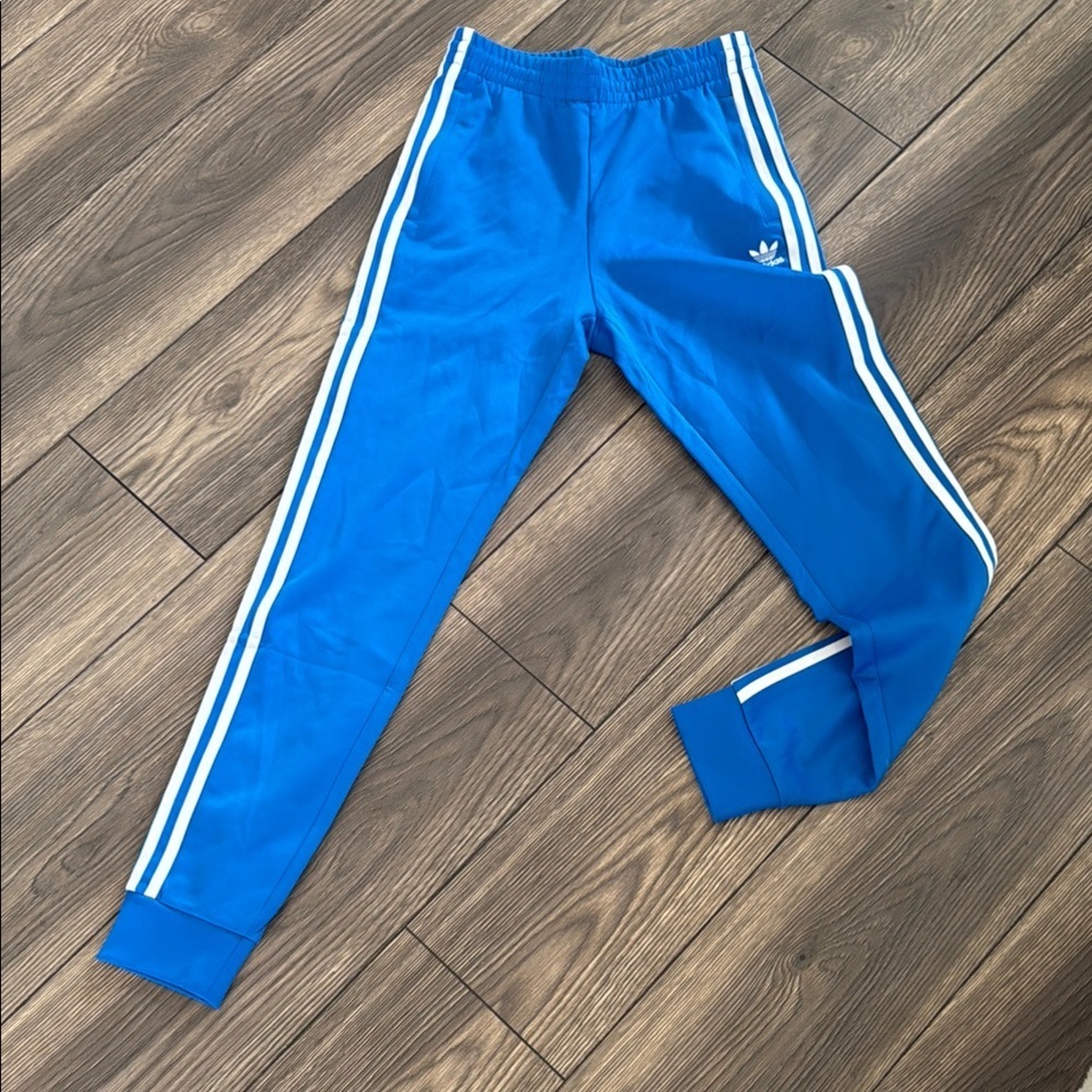 Adidas Royal Blue Joggers with White Stripes NWOT XS